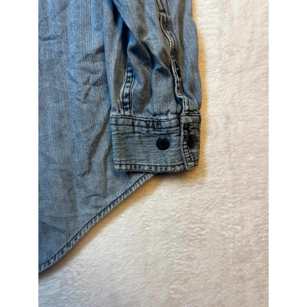 Harley Davidson Denim Shirt Mens Long Sleeve Button Up V Twin Power Embroidered - Picture 12 of 16